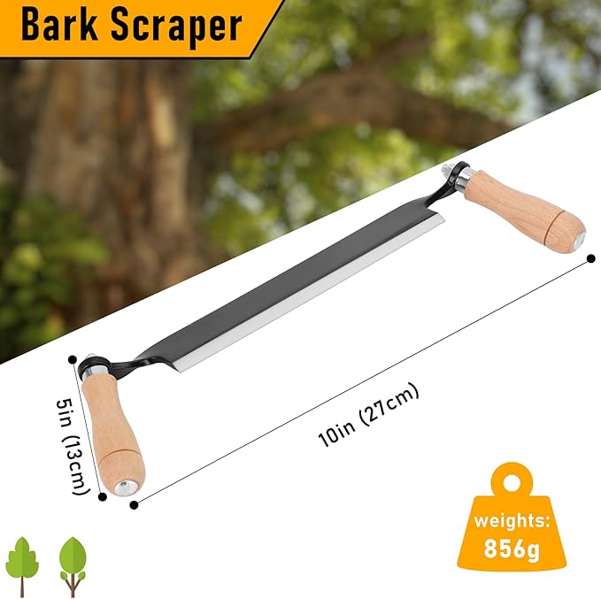 10'' Draw Knife,Draw knife Debarking Tool,Curved Draw Knife,Draw Shave Tool Debarking Hand Tool,Ergonomic Handle,Simple and Effortless to Use,Bark Stripper Handsaws Tool