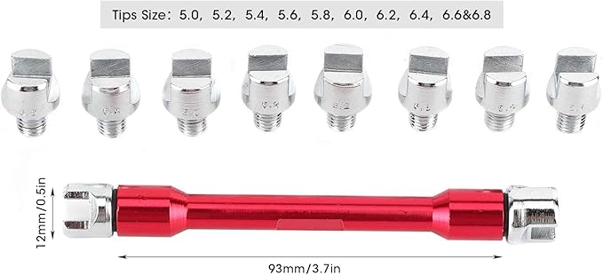 Watris Veiyi Motorcycle Spoke Wrench, 5.0-6.8mm, for Most Motorbikes (Red)