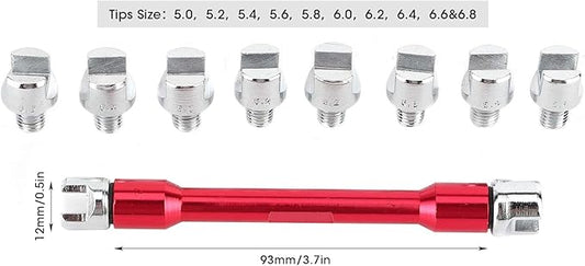 Watris Veiyi Motorcycle Spoke Wrench, 5.0-6.8mm, for Most Motorbikes (Red)
