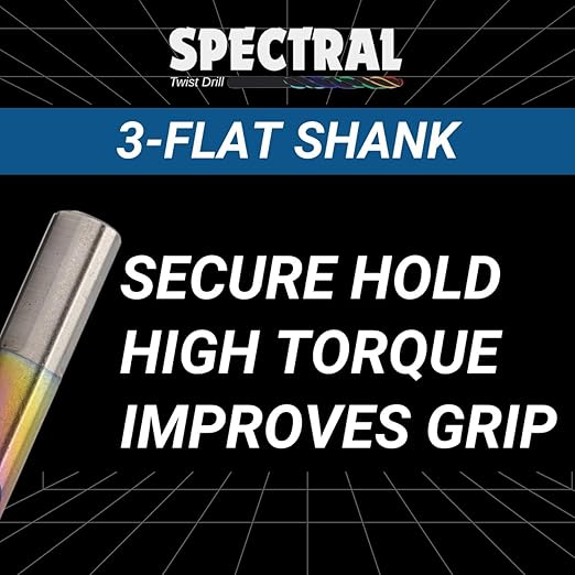 Spectral 7/32" Step Point HSS Drill Bit, Stepped Point 135째 Split Point Tip, M2 Steel, 3-Flat Shank, Multi-Color Finish, 6-Pack