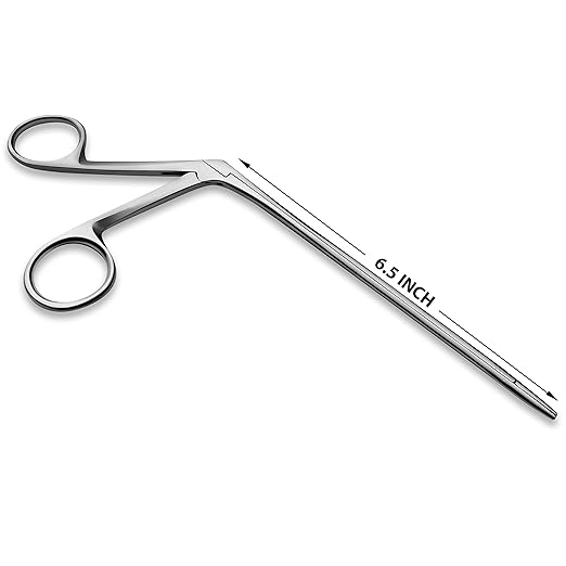 Precise ENT Procedures with Alligator Ear Forceps - Curved Jaw Design, Non-Slip Grip Handle, Fine-Tip, Reusable and Easy to Clean - 6.5 Inches