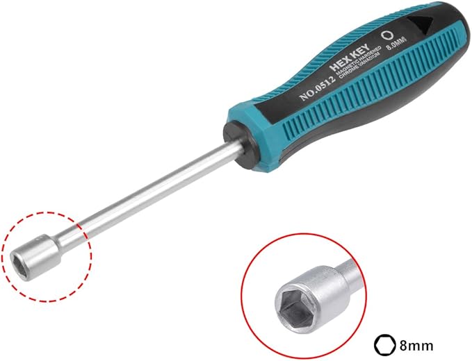 uxcell 8mm Non-Magnetic Tip Six Point Hex Nut Driver with 3.7-Inch Round Shaft