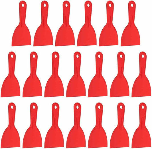 HARFINGTON 20pcs Putty Knife Scraper 4" Width Flexible Plastic Putty Knife Paint Scraper Tool for Taping Drywall Spreading Painting Wall Scratching Red