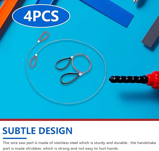 Stainless Steel Cable Saw, Metal Wire Saw Hand Pocket String Emergency Survival Rope Cutting Tools PVC Pipe Cutting Tool for Wood Camping Hiking Hunting, 23.62 Inch (4 Pcs)