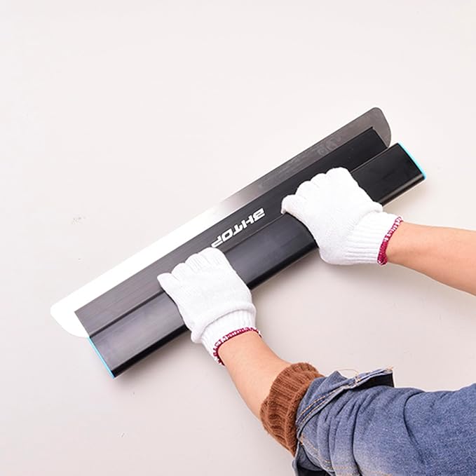 BHTOP Drywall Tools Skimming Blade with Extension Handle - 12", 20" & 32" Blades with 2 Pack 0.3 mm Blades, Construction Tools End Caps, Wall-Board with Outer Box in Black