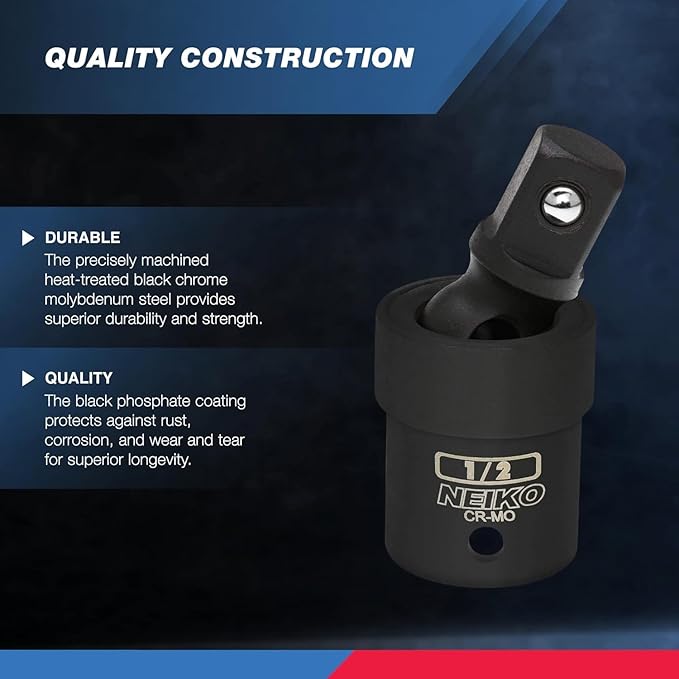 NEIKO 02430A 1/2??Drive Universal Joint Swivel Socket Adapter | Cr-Mo Impact Grade