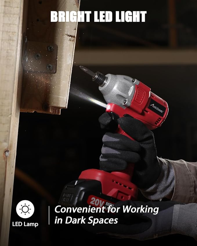 AVID POWER Impact Driver Kit, 250N.m. 20V Brushless Impact Driver Set, 2 Variable Speeds, 1/4 Cordless Impact Driver with Brake Stop Function, 4Pcs Sockets & 4Pcs Driver Bits