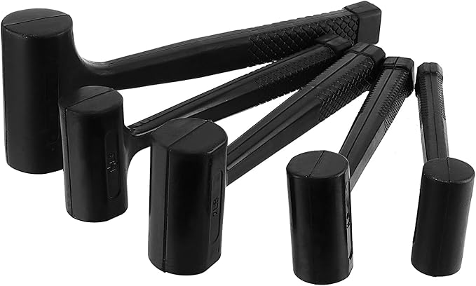 5 Pieces Deadblow Hammer Set, 0.5LB, 1LB, 1.5Lbs, 2LB, 3Lbs Rubber Mallet, Rubber Hammer with Checkered Grip, Spark and Rebound Resistant Hammers