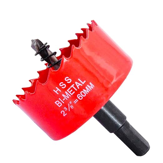 Hole Saw Drill Bit LAIWEI HSS Hole Cutter with Arbor for Wood,PVC Board and Plasterboard(2-3/8"(60mm Hole Saw))