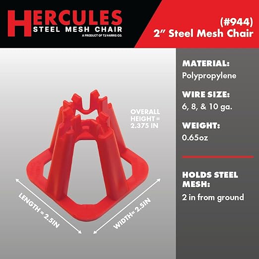 Hercules 2" Steel Mesh Chair - (50 Count) Superior Strength & Quality Concrete Snap Wire Mesh Chair for 6, 8, &10 Ga. Wire (50, 2??Wire/Steel Mesh Chair)