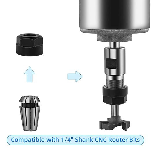 FoxAlien 1/4" Shank CNC Router Bit Essential Kit Includes 1/4" ER11 Collet, V-bit, End Mills, Chamfering Bit for Woodworking MDF Resin Carving Lettering Sign Making
