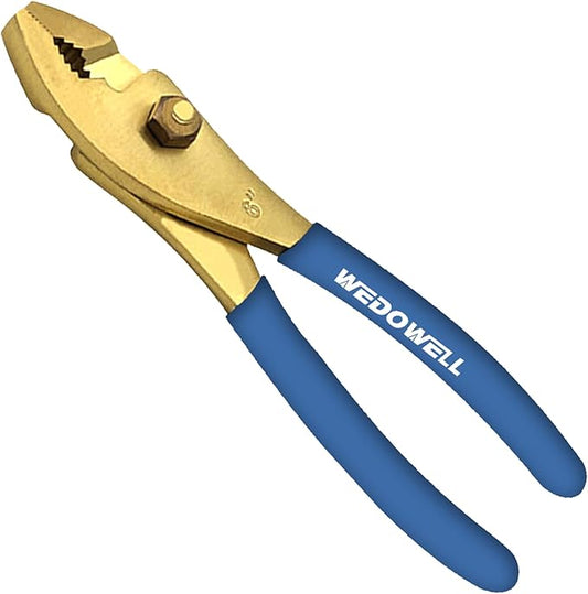 WEDOWELL 6" Brass Slip Joint Pliers,Wire Cutter with Rubber Grip Handle,Combination Pliers,Length 150mm,Non-Slip Handle,Corrosion-resistance