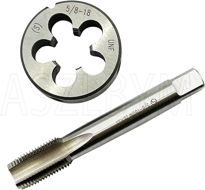 5/8-18 Tap And Die Set, UNF Machine Thread Tap And Round Thread Die Right Hand HSS Taper