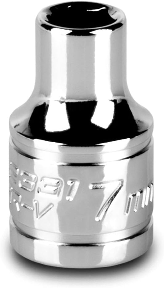 Capri Tools 7 mm Shallow Socket, 3/8-Inch Drive, 6-Point, Metric