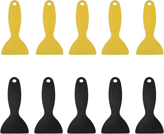 10PCS Black/Yellow Plastic Spatula Putty Knife, 5.2 Inch Air Bubble Remover Sticker Installation Tool, Plastic Spreader for Patching, Decal, Wallpaper