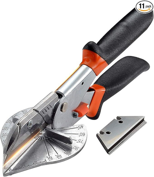KATUR Multi Angle Miter Shear Cutter Hand Tools 45 Degree to 135 Degree with Spare Blade PVC PE Plastic Pipe Scissors (Black)