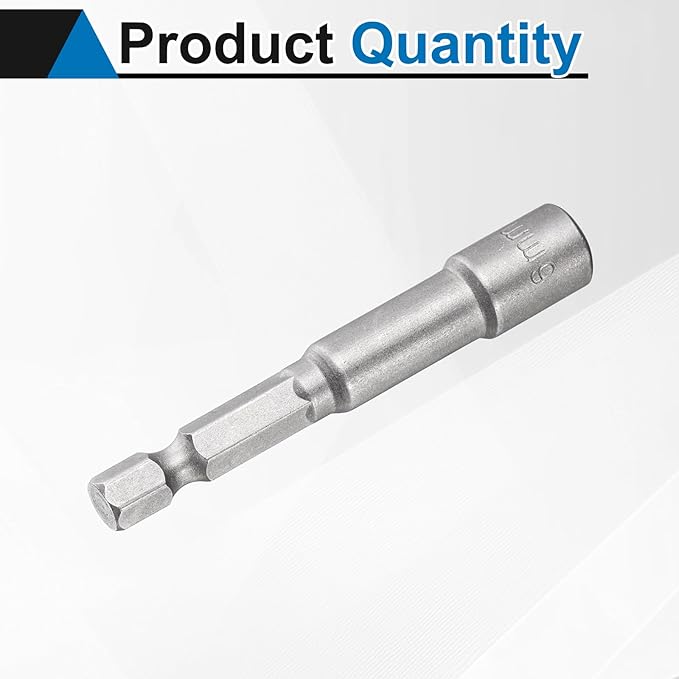 HARFINGTON Nut Driver Drill Bit 6mm Metric Socket 1/4" Hex Shank 2.56" (65mm) Long Magnetic 6-Point Sockets Quick Change CR-V Steel Bolt Setters for Power Drill Drivers