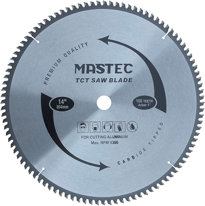 14-Inch 100 Tooth TCG for Aluminum and Non Ferrous Metals Cutting Saw Blade with 1-Inch Arbor