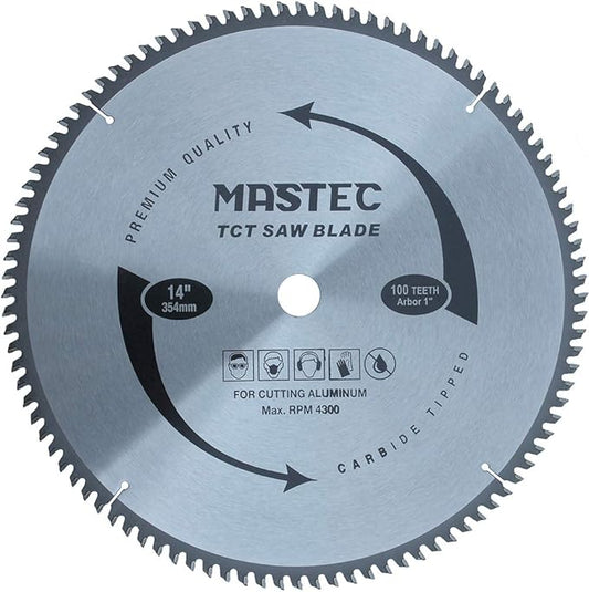 14-Inch 100 Tooth TCG for Aluminum and Non Ferrous Metals Cutting Saw Blade with 1-Inch Arbor