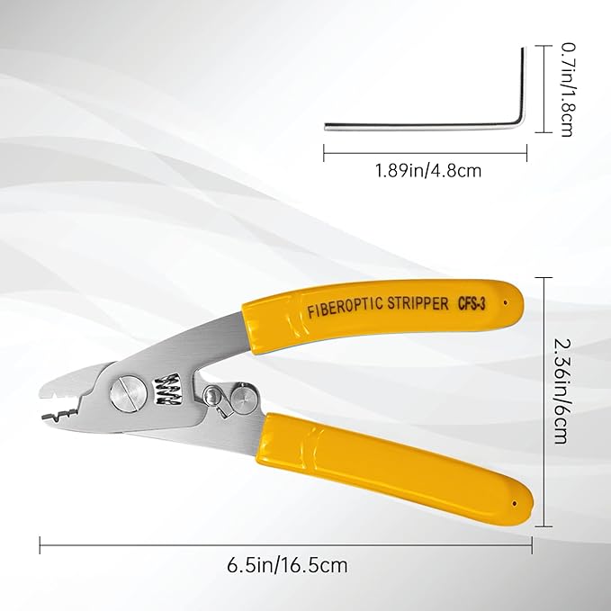 CFS-30 2-Pack Fiber Optic Stripper Kit, 3-Hole Adjustable Stainless Steel Fiber Stripper Tools for FTTH/FTTX, Precisely Strips 0.125/0.25mm Fiber & 2-3mm Jacket