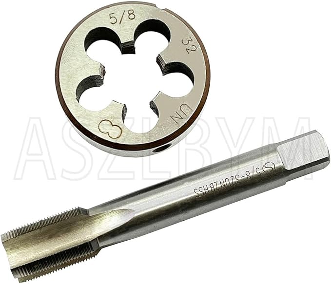 ASZLBYM HSS Tap And Die Set,Machine Thread Tap And Round Thread Die Right Hand (5/8-32)