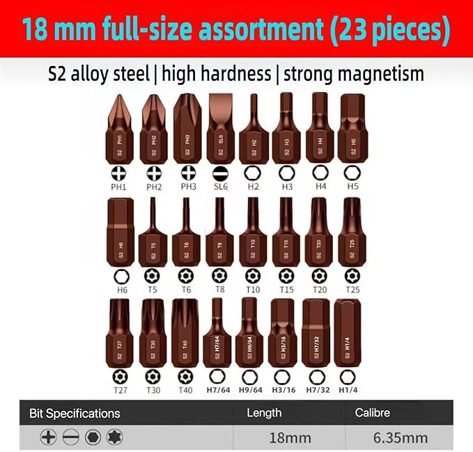 33 in 1 Right angle screwdriver 18mm/0.7??Shortest magnetic screwdriver bit (S2 alloy steel) 90 Degree Offset mini ratchet screwdriver set Dedicated to small spaces Home&Outdoor Portable Tools