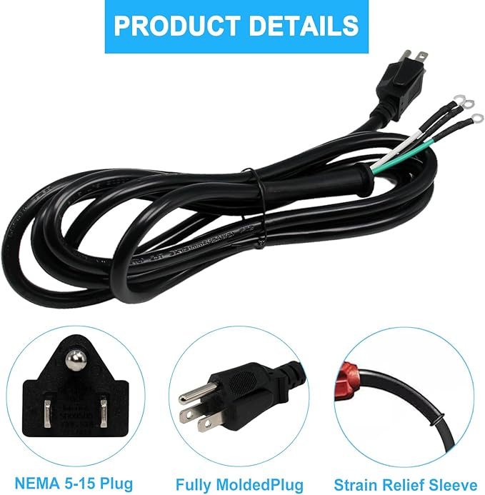 95104L Circular Saw Replacement Cord for SKILSAW Worm Drive Saw SPT77W, SPT77WM, SPT77WML, SPT78W, SPT70WM, SPT78MMC Heavy Duty Power Cord for SKIL Saw Tools Parts