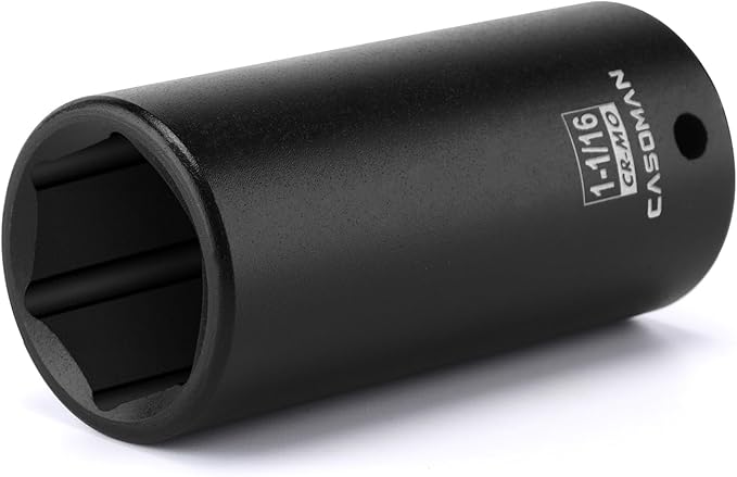 CASOMAN 1/2" Drive x 1-1/16" Deep Impact Socket, 6-Point, SAE, CR-MO