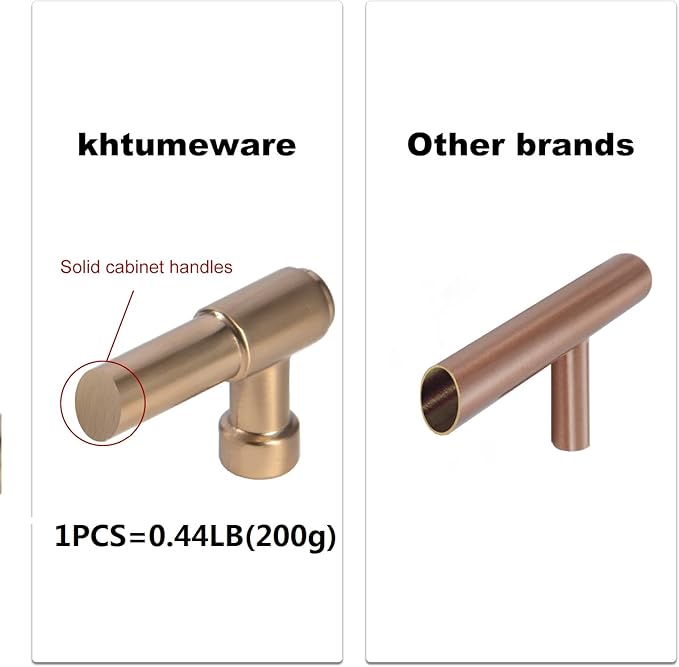 khtumeware 10 Pack 8 Inch(203mm) Champagne Bronze Kitchen Cabinet Handles Warm Brass Cabinet Pulls Gold Kitchen Cabinet Hardware for Cupboard Drawer Pulls Dresser Handle