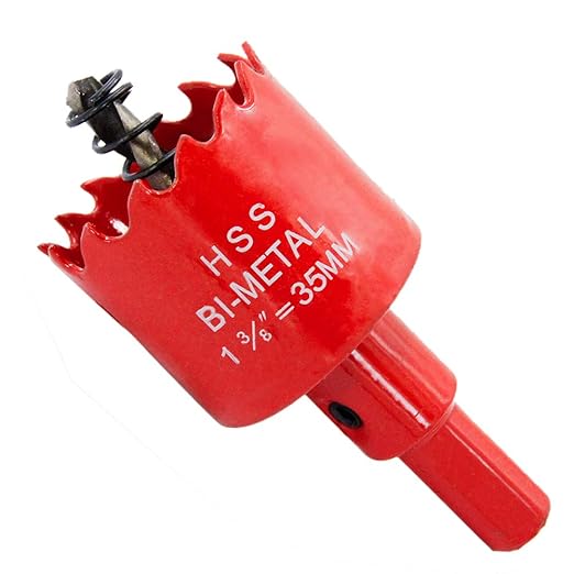 Hole Saw Drill Bit LAIWEI HSS Hole Cutter with Arbor for Wood,PVC Board and Plasterboard(1-3/8"(35mm Hole Saw))