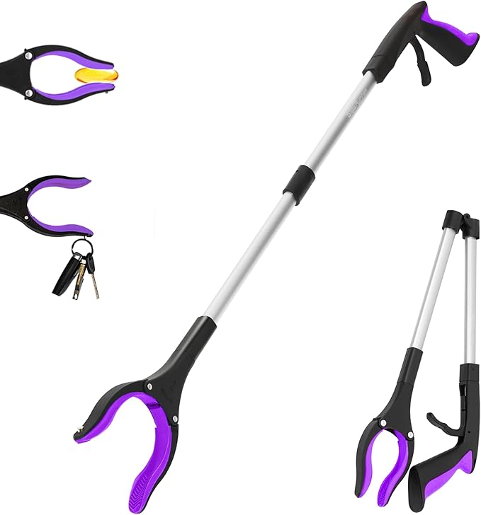 Grabber Reacher Tool - 32??Reacher Grabber Tool with Strong Magnetic and Swivel Head - FDA Registered Heavy Duty Pick Up Stick Grabbers for Seniors, Trash, Surgery Recovery Must Haves Gifts(Purple)