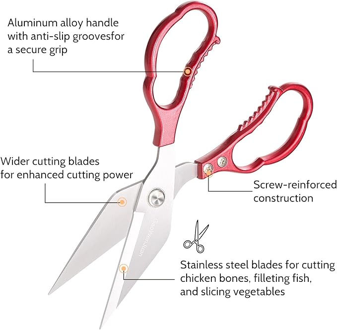 Kitchen Shears & kitchen* scissors All Purpose | kitchen gadgets-Heavy Duty Stainless Steel Meat Poultry Food Scissors, Dishwasher Safe for Home and Kitchen Essentials, Utensils, Gadgets, Accessories