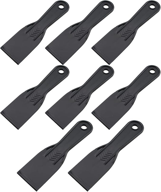 TAODAN 8PCS 2 Inch Black Plastic Putty Knife Wall Scraping Tool Accessory Scraper Utensil Suitable for Patching Joint Filling Plastering Repair Coating Applications