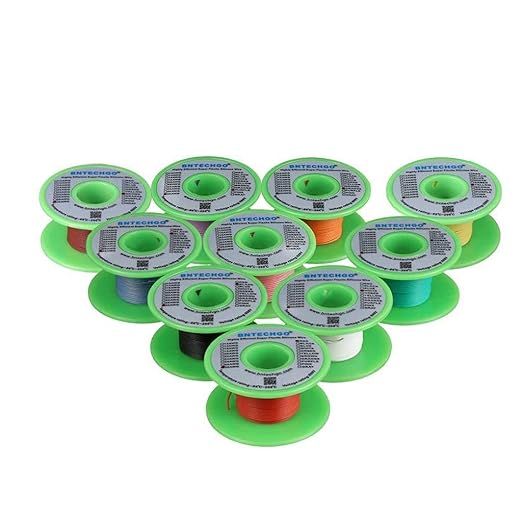 BNTECHGO 30 Gauge Silicone Wire Kit 10 Color Each 30 ft Flexible 30 AWG Stranded Tinned Copper Wire
