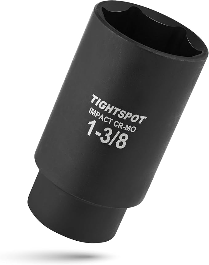 TIGHTSPOT 1/2 Inch Drive - 1 3/8 Inch Deep Impact Socket with Anti-Rounding 6 Point Design, Heat-Treated CRMO Steel