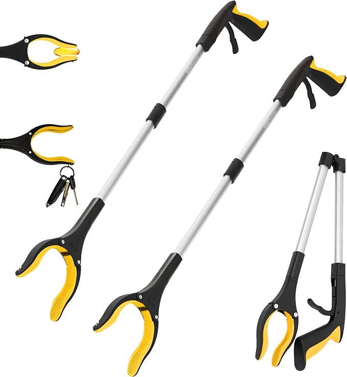 Grabber Reacher Tool -2 Pack 32??Reacher Grabber Tool with Strong Magnetic and Swivel Head - Pick Up Stick Grabbers for Seniors, Trash, Surgery Recovery Must Haves Gifts(Yellow)