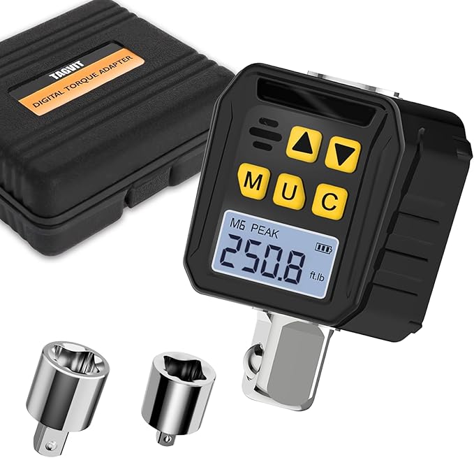 1/2??Drive Digital Torque Adapter, 12.54-250.8 Ft-lb/17-340 Nm Digital Torque Adapter Set with 3/8" and 1/4" Adapters, Buzzer & LED Flash Notification for Motorcycle Car Repair