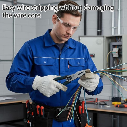 Industrial-Grade Multi-Function Cutting Pliers, 9-in-1 Multi-Functional Pliers Nail Puller/Wire Cutter/Stripper/Crimper?봀ompound Action Leverage Design,Professional Cutting Tool for Home Repair