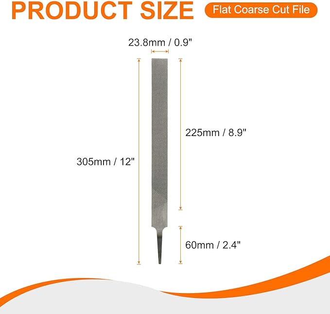 HARFINGTON Flat Coarse Cut File 10" Double Cut Teeth High Carbon Steel Hand Rasp File without Handle for Metal Wood Deburring Removing