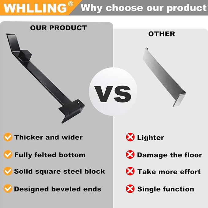 Heavy Duty Pull Bar and Pry Bar, Professional Pull Bar Flooring Installation Tool, Pry Bar with Solid Square Steel Block and Protective Felt Underside for Laminate Wood Flooring Installation
