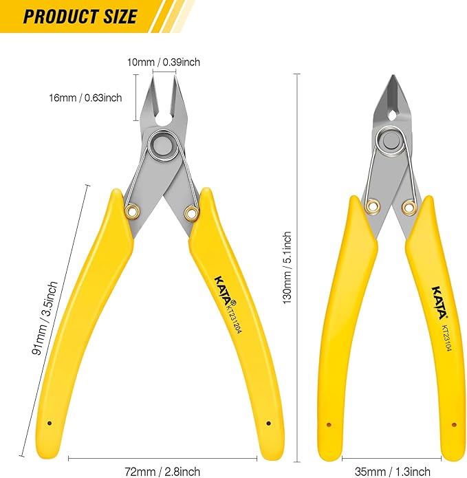KATA 5.5 Inch Stainless Steel Wire Cutter Micro Flush Cutters, Precision Side Cutter Plier Sprue Cutting Snip for Electronics, Jewelry Making, Metal Wire Cutter, Crafting