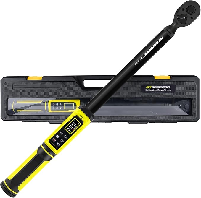 ATsafepro Digital Torque Wrench-1/2-Inch Drive & 5.1-340Nm (3.8-250.8 ft-lb), Heavy Duty Torque Wrench with Buzzer, 5 Units, 짹2% Accuracy for Trucks & Machinery