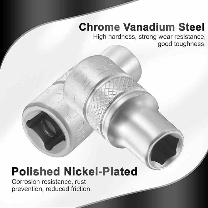 HARFINGTON 6 Points Deep Socket 1/4" Drive 5.5mm Deep Metric CR-V Steel Polished Nickel Plating Flip Sleeve 25mm / 1" Extra Long Socket Tool for Home Auto Nuts Bolts Repair