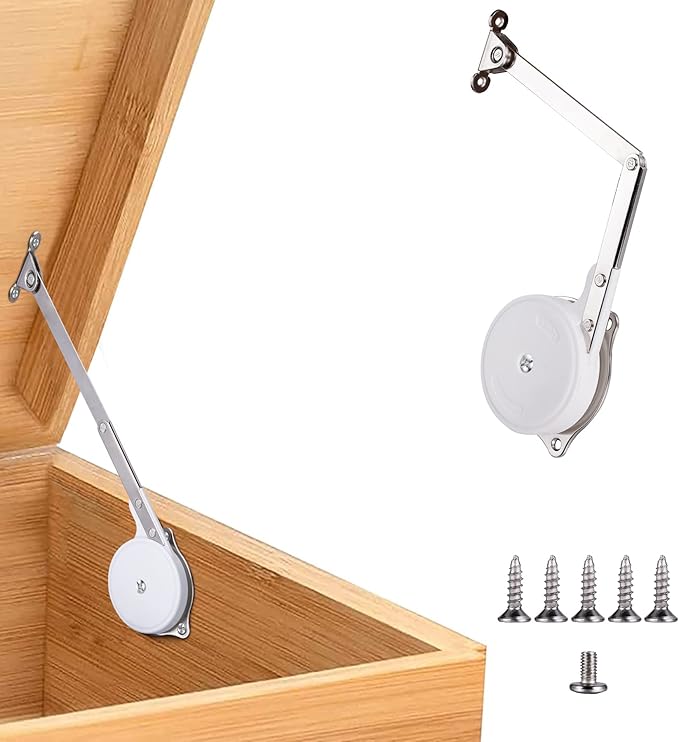 HBL' 1 Pack | Toys Box Hinges Soft Close Lid Support Chest Hinges for Wooden Toy Box, Cedar, Storage Trunk & Benches, Made of Zinc Alloy, Safety & Heavy Duty.