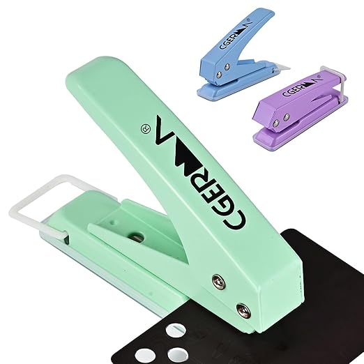 Single Hole Puncher, 3 Pack 竊?1/4" Hole, 50% Labor Savings, Heavy Duty Metal Punch, 15 Sheet Capacity, for ID Cards, Chipboard, Art Project, Crafts Easy Punching,