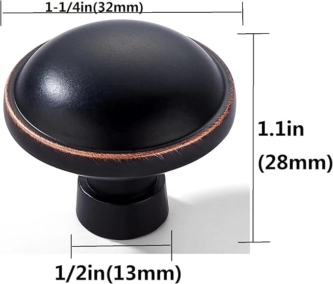 khtumeware 10 Pack 1-1/4 Inch Oil-Rubbed Bronze Cabinet Knobs Solid Round Dresser Knobs Drawer Knobs Simple Cabinet Hardware for Cupboard Drawer Pulls.