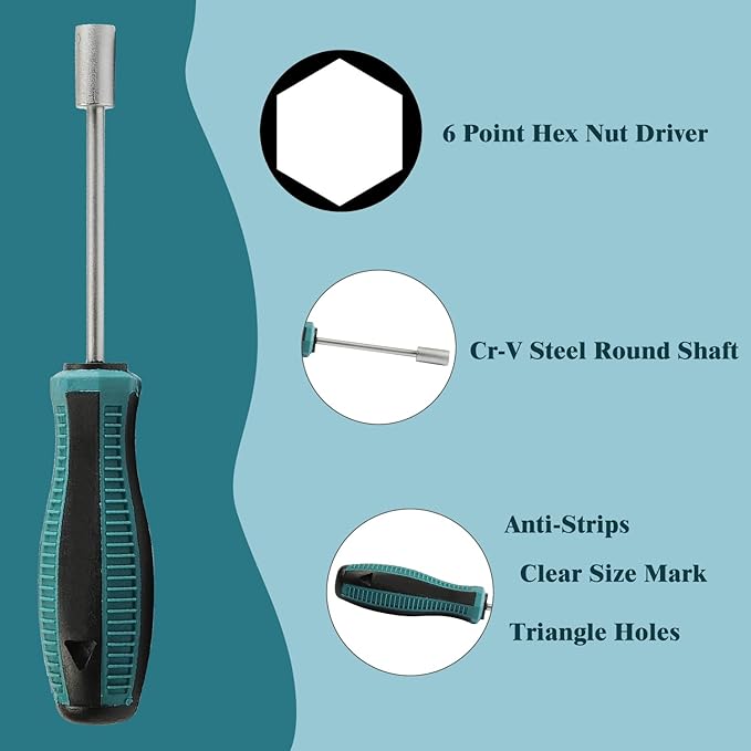 Utoolmart 4mm Socket Wrench Screwdriver, Hex Nut Key Wrench, Cr-V Steel Round Shaft, Non-Magnetic