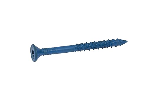 CONFAST 3/16" x 4" Blue Flat Phillips Concrete Screw Anchor with Drill Bit for Anchoring to Masonry, Block or Brick (100 per Box)