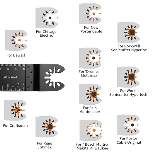 100Pcs Oscillating Tool Blades Professional Universal Oscillating Saw Blades Wood Multitool Blades Compatible with Dewalt, Milwaukee, Ryobi, Rockwell, Bosch