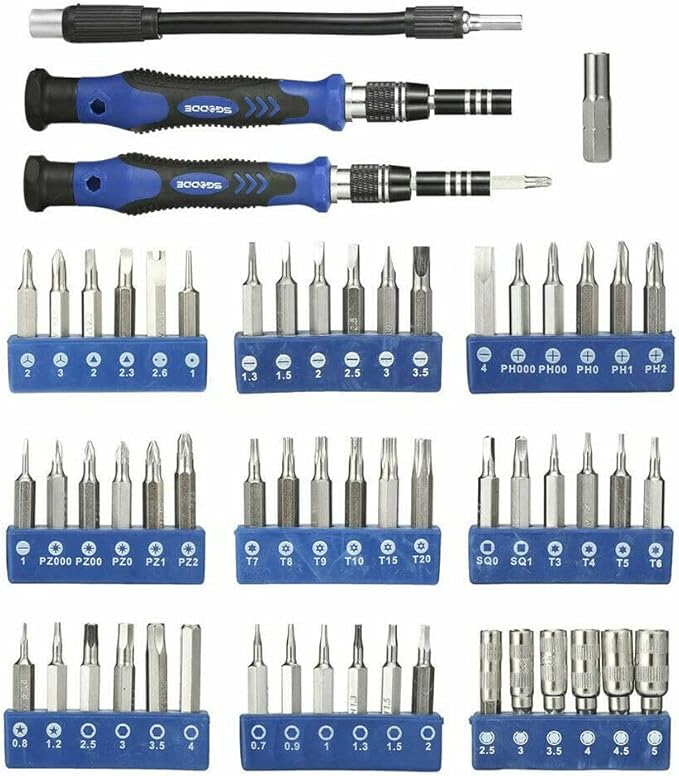 58 in 1 Repair Tool Kit Precision Small Screwdriver Set 54 Bit Magnetic Driver for Computer Laptop PC Precision Screwdriver Torx Smartphone Nut Driver 2.5, 3, 3.5, 4, 4.5, 5mm